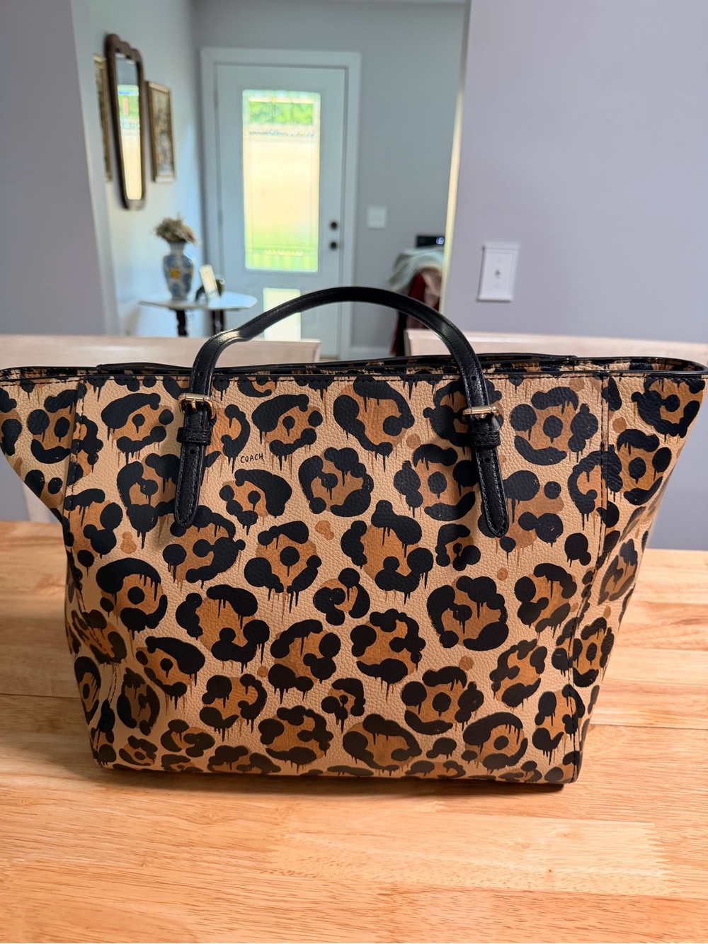 Coach Leopard-Print Tote in Tan and Black - Picture 4 of 4